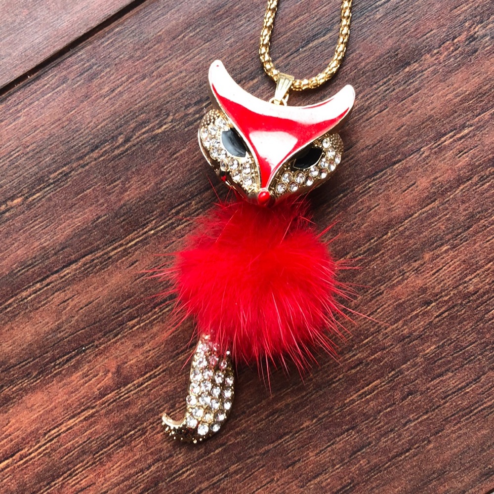 RED FOX LONG NECKLACE, 24”